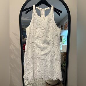 Lilly Pulitzer White Lace detail Mini Dress with scalloped edge.
